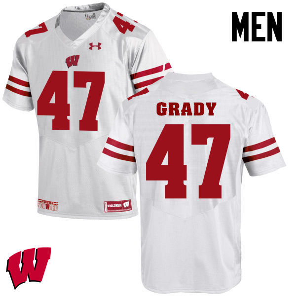 Men Winsconsin Badgers #47 Griffin Grady College Football Jerseys-White